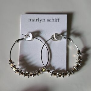 Marlyn Schiff Silver Beaded Hoop Earrings